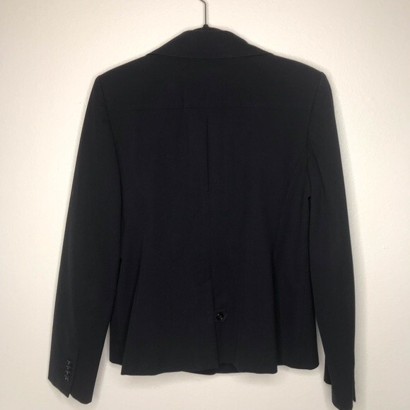 Ann Taylor Black Blazer Jacket Storm Flap Back Pleat Button Vent Women's Size 10 - Picture 3 of 15